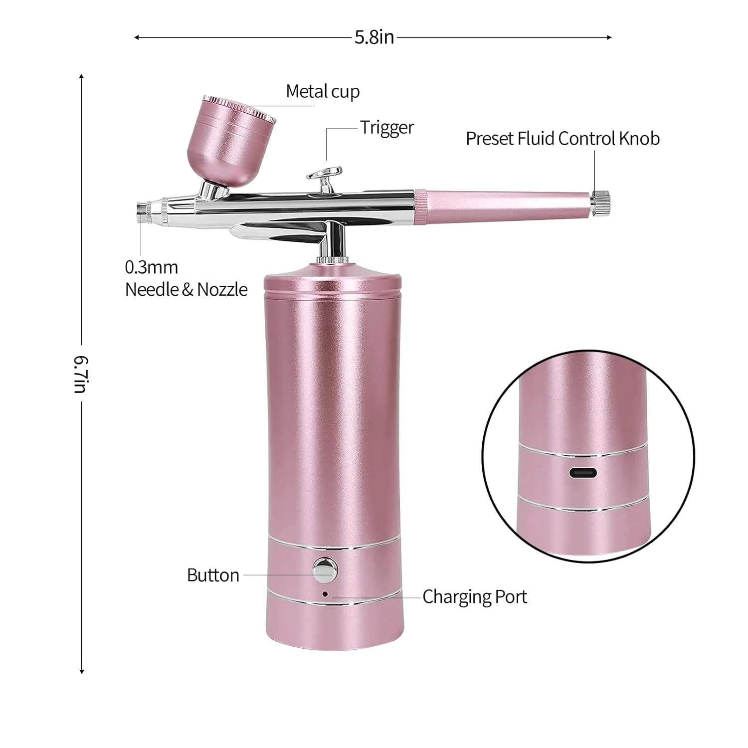 Crpen Wireless Airbrush-Kit With Air Compressor Nail Charms Air Brush for Barber, Nail Art, Cake Decor, Makeup, Model Painting - Image 6