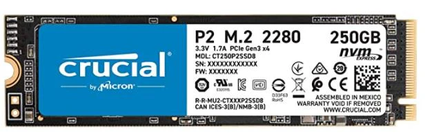 Crucial P2 3D NAND NVMe™ PCIe® M.2 2280 SSD - 250GB (CT250P2SSD8) - Image 2