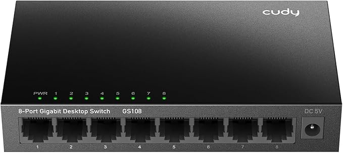 Cudy GS108 8-Port Gigabit Unmanaged Network Switch, Ethernet Hub & Splitter, Plug & Play, Fanless Metal Design, Shielded Ports, Traffic Optimization - Image 3