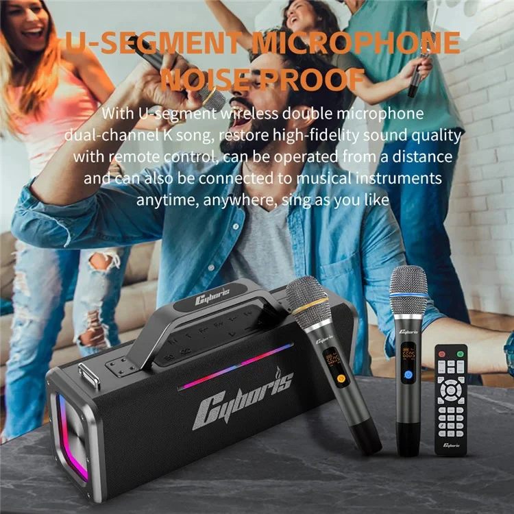 Cyboris CYB-X12 Bluetooth-compatible 5.3 Speaker with 6.5mm Interface 200W RGB Light Music Wireless Speaker - Image 5