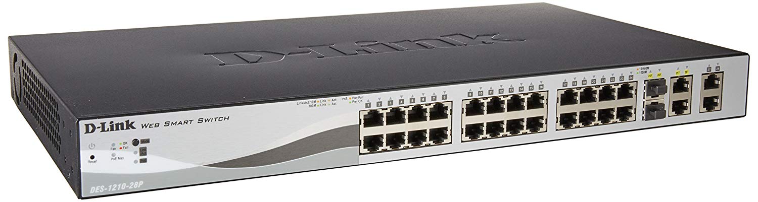 D-Link 28-Port Fast Ethernet WebSmart PoE+ Switch including 2 Gigabit BASE-T and 2 Gigabit Combo BASE-T/SFP Ports (DES-1210-28P) - Image 3
