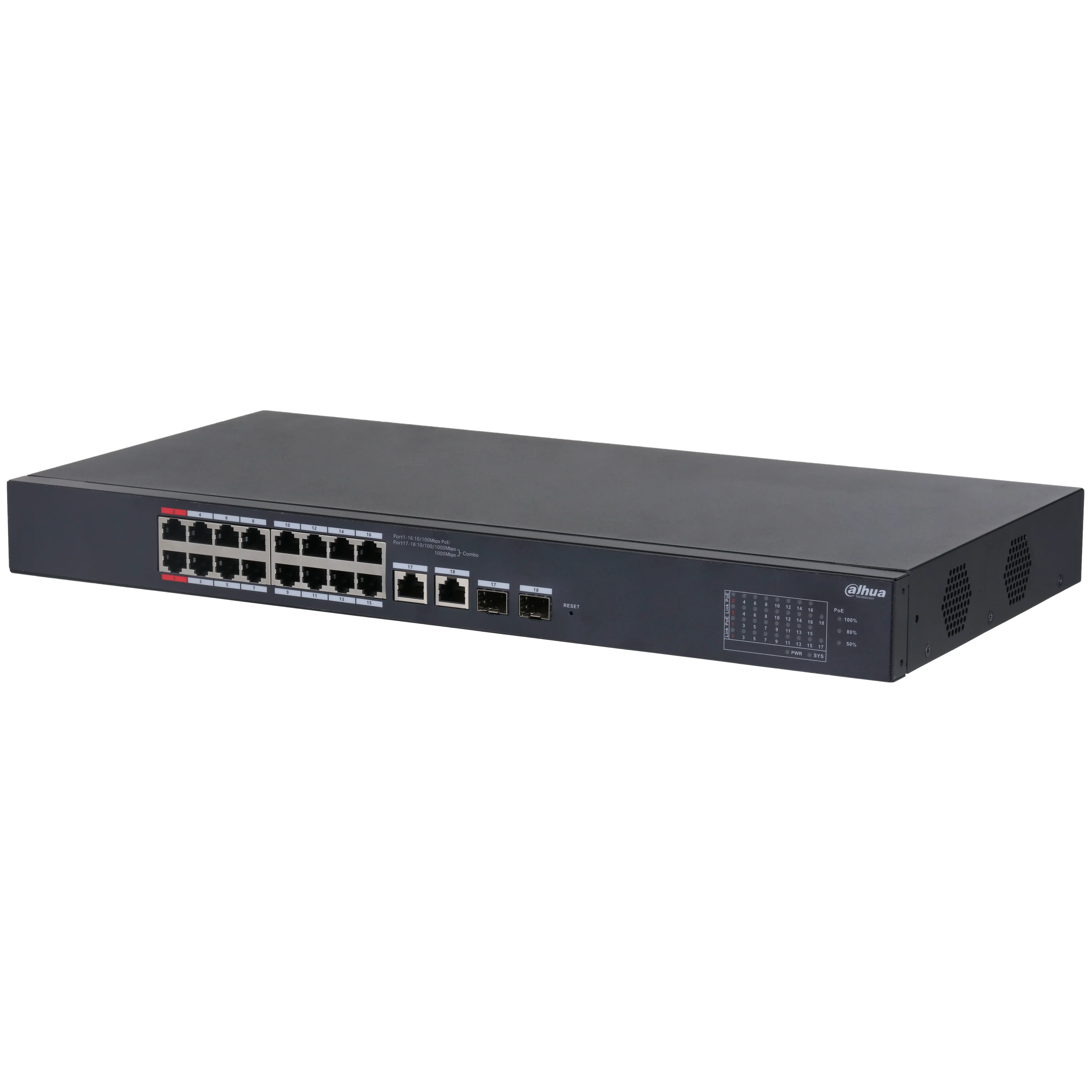 Dahua DH-CS4218-16ET-135 18-Port Cloud Managed Desktop Switch – 16-Port PoE + 2 SFP Ports for High-Speed Network Management