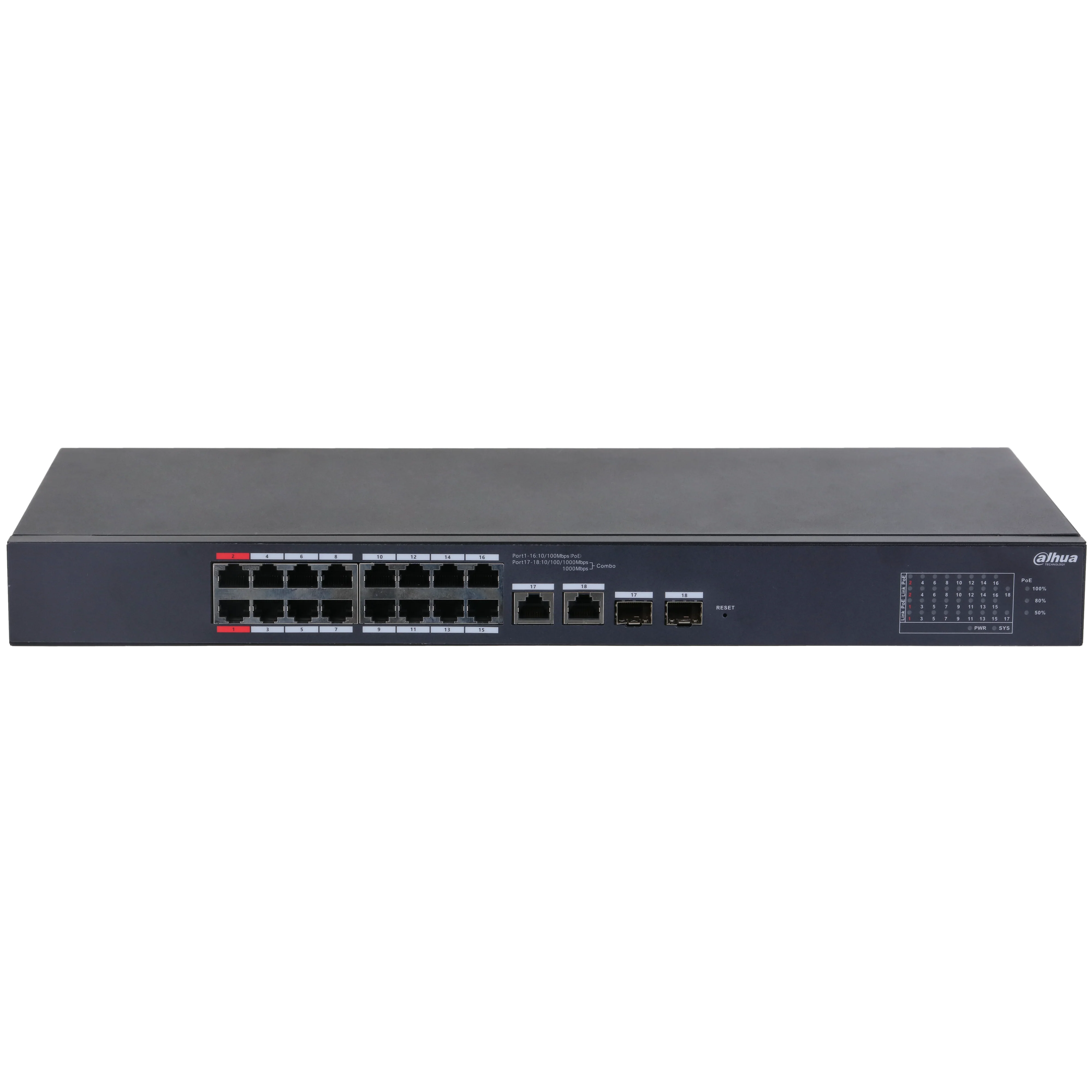 Dahua DH-CS4218-16ET-135 18-Port Cloud Managed Desktop Switch – 16-Port PoE + 2 SFP Ports for High-Speed Network Management - Image 2