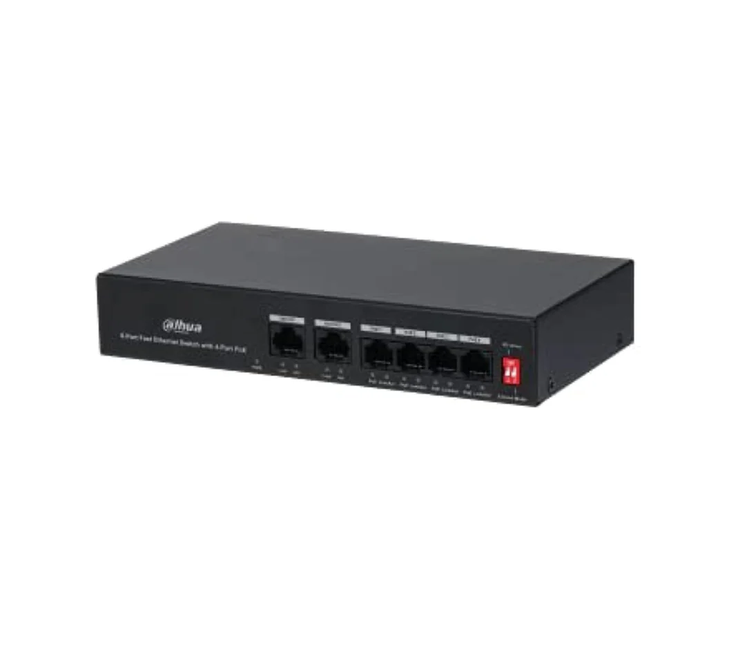 Dahua DH-PFS3006-4ET-36 6-Port Fast Ethernet Switch – 4-Port PoE, 2 Uplink Ports, CCTV Network Switch