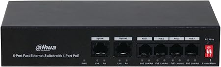 Dahua DH-PFS3006-4ET-36 6-Port Fast Ethernet Switch – 4-Port PoE, 2 Uplink Ports, CCTV Network Switch - Image 2