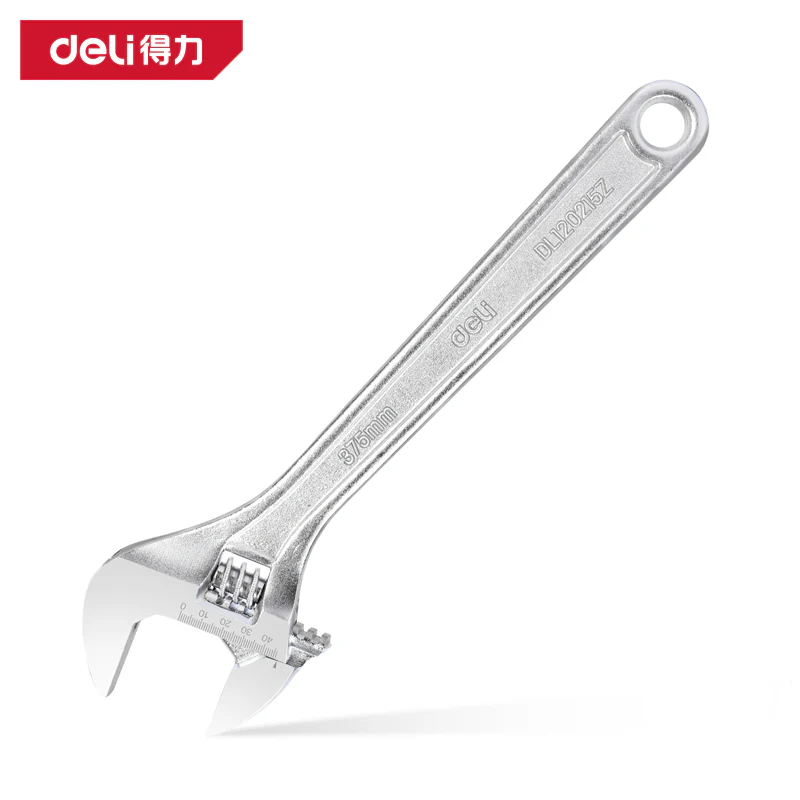 Deli DL120215Z 350mm 15" Adjustable Wrench – Heavy Duty Professional Adjustable Spanner for Workshop, Automotive, Construction, and Industrial Applications