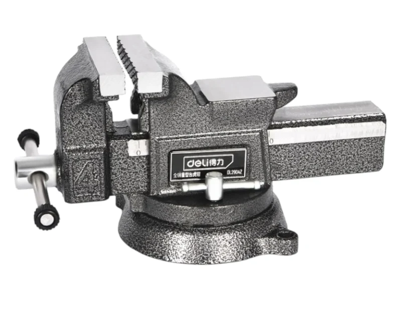 Deli DL2904Z 4″ Bench Vice – Heavy Duty Cast Iron Table Vise with 20kN Clamping Force & Hardened Steel Jaws for Woodworking and Metalworking