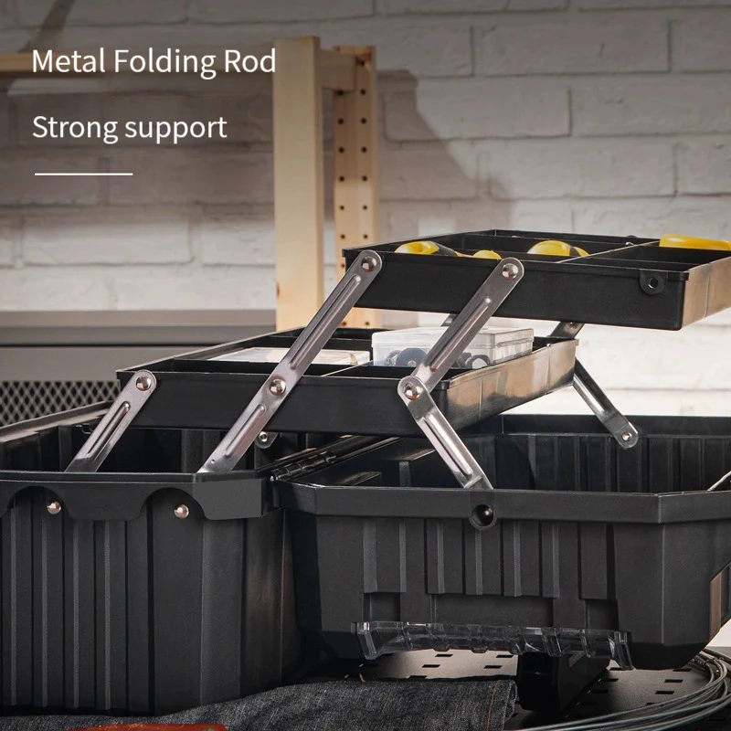 Deli DL432521 21 inch Strengthen Tool Box – Heavy Duty Reinforced Professional Portable Storage Case for Workshop, Construction, Automotive, and Industrial Applications - Image 3
