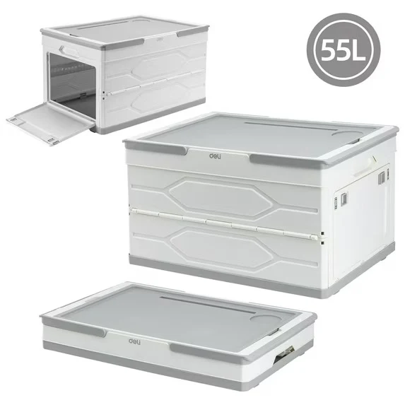 Deli DL884055 55L 550x355x290mm Plastic Tool Box – Heavy Duty PP Storage Box with 50kg Load Capacity for Workshop Construction DIY and Automotive Use - Image 2