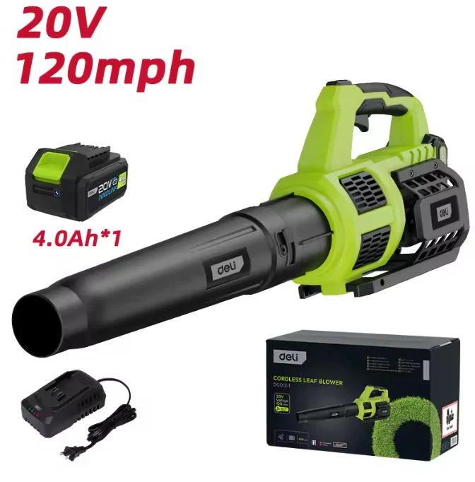 Deli EDG012-1 20V Cordless Leaf Blower – 120MPH Battery Powered Garden Blower with 4.0Ah Battery for Fast Yard Cleaning
