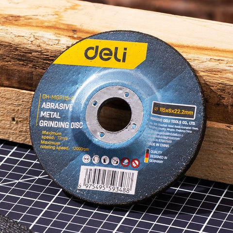 Deli EDH-MGP180-E1 180mm x 6.0mm x 22.2mm Abrasive Metal Grinding Disc – Heavy Duty Grinding Disc for Metal Fabrication, Workshop, and Industrial Applications
