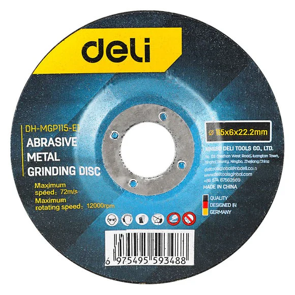 Deli EDH-MGP180-E1 180mm x 6.0mm x 22.2mm Abrasive Metal Grinding Disc – Heavy Duty Grinding Disc for Metal Fabrication, Workshop, and Industrial Applications - Image 2