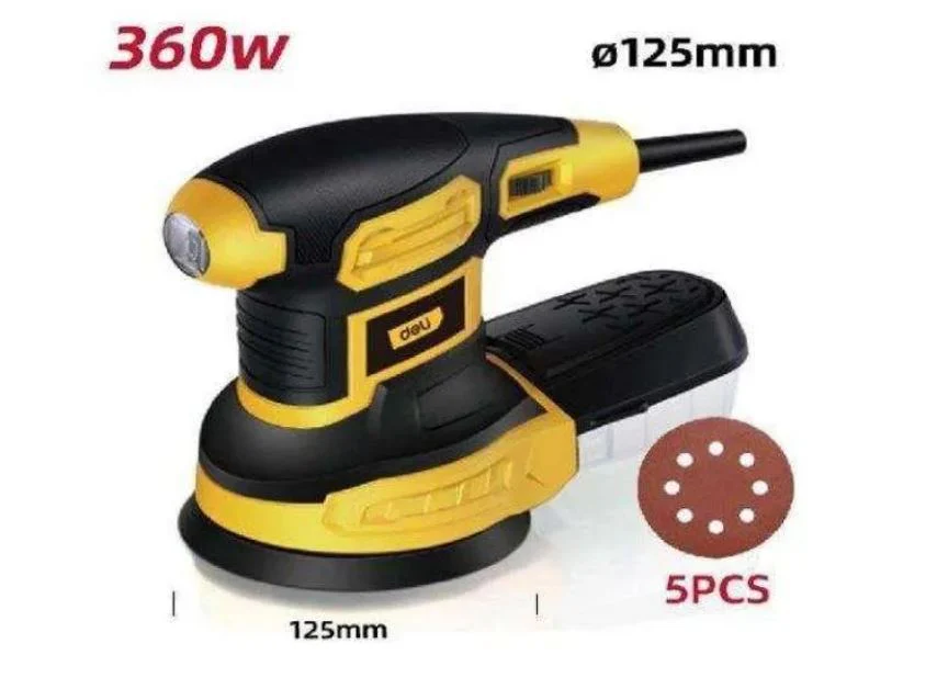 Deli EDL-SG125-E3 360W Rotary Sander 12,000RPM – 6-Speed Buffing & Sanding Tool for Wood & Metal (240V/60Hz)