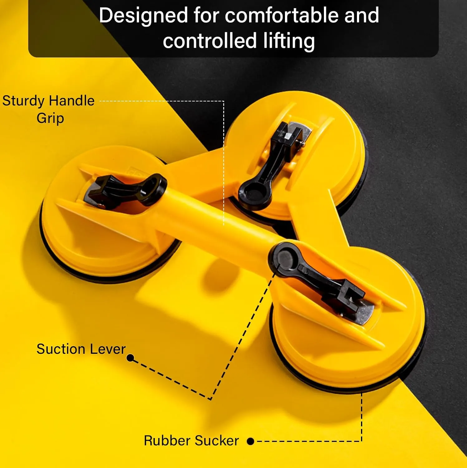 Deli EDL-XP23 125kg Glass Sucker – Heavy Duty Single Suction Cup Lifter with Powerful Pull Force for Glass Handling, Tile and Smooth Surface Lifting Applications - Image 2