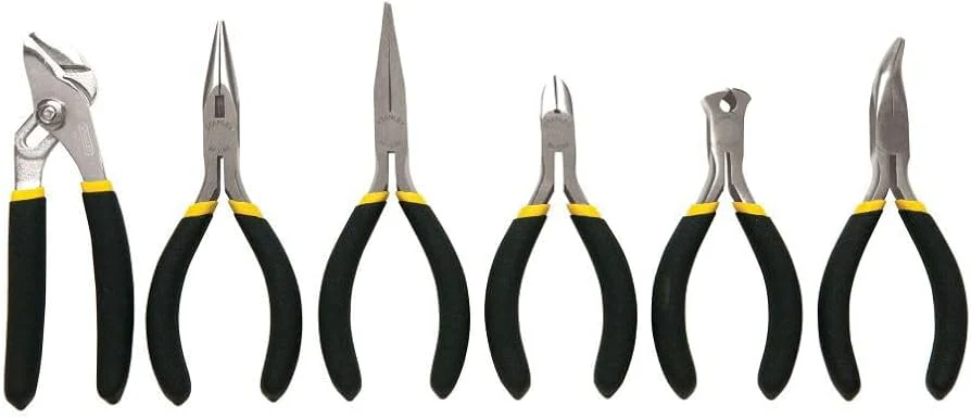 Deli EDL103205-6 6 Pcs Mini Pliers Set – 4″ to 6″ Carbon Steel Precision Hand Tool Kit with Assorted Long Nose, Diagonal Cutter & Combination Pliers for Electrical Repairs, Crafting & DIY Projects - Image 2