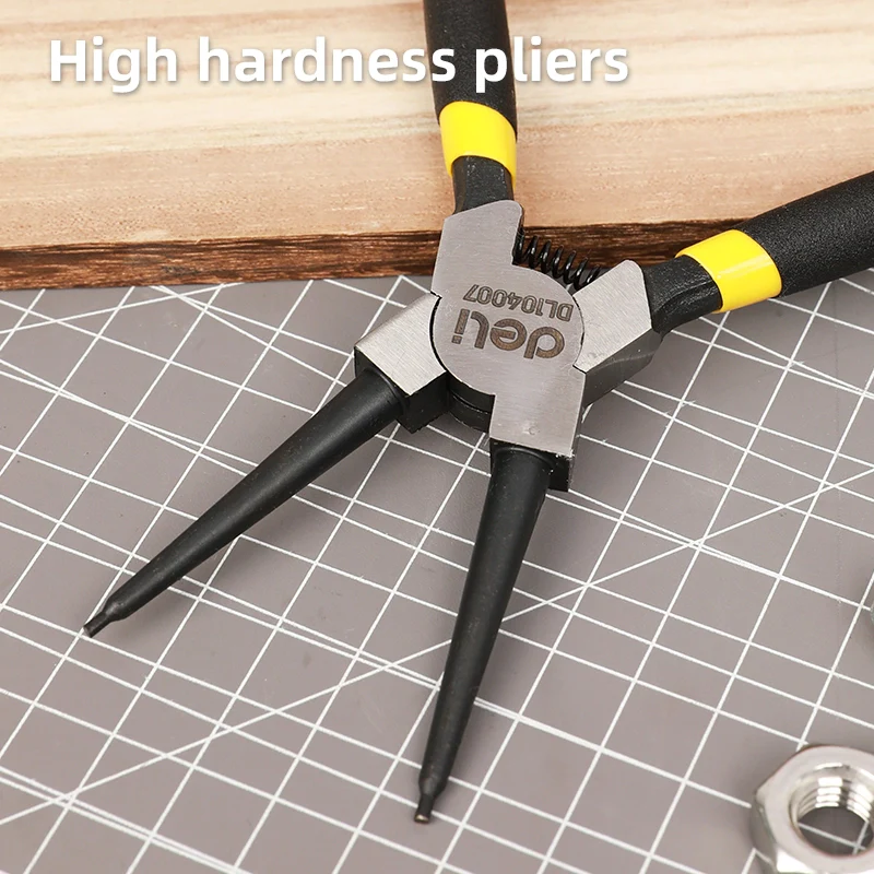 Deli EDL104007 Straight Head 7 Inch 180mm Circlip Pliers – Heavy Duty Internal Snap Ring Pliers for Workshop, Automotive, and Industrial Applications - Image 2