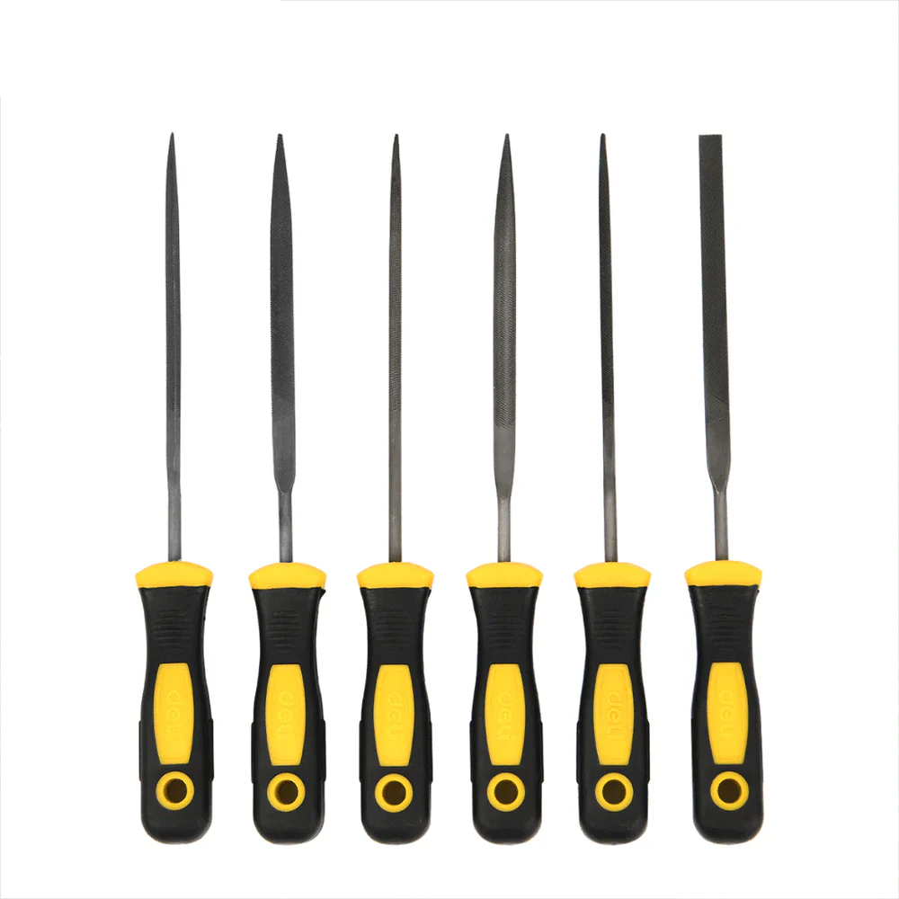 Deli EDL2141 140mm 3mm 6 Piece File Set – Precision Needle File Set for Metalworking, Woodworking, Jewelry, Craft, and Workshop Finishing Applications - Image 2