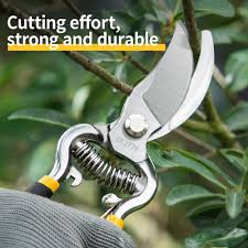 Deli EDL2778 8" 200mm Heavy Pruning Shears – Professional Garden Shears with 55# Carbon Steel Blade, Dipped Plastic Handle, and Teflon Coating for Landscaping and Horticulture - Image 2