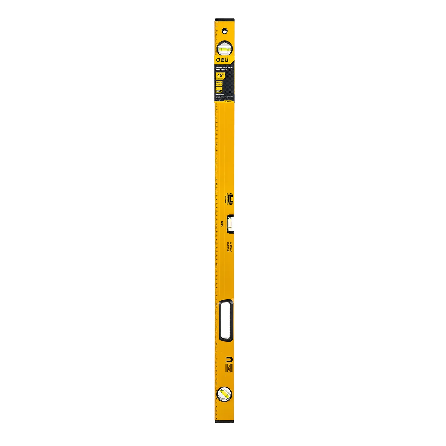 Deli EDL291000 100cm Spirit Level – 3-Piece Heavy Duty Professional Square Spirit Bulbs with One Side Milled for Workshop, Construction, Carpentry, and Industrial Precision Measurement