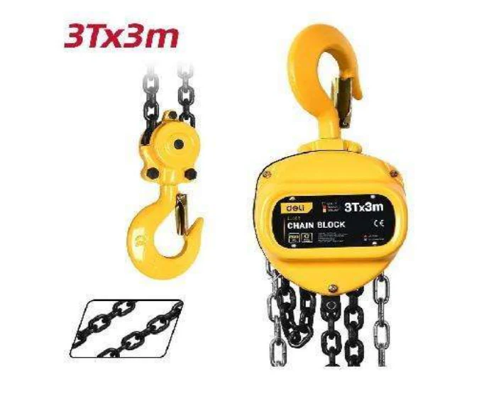 Deli EDL303 3 Ton Chain Block – Heavy Duty Manual Chain Hoist with Reinforced Steel Construction for Industrial Lifting, Rigging and Workshop Applications