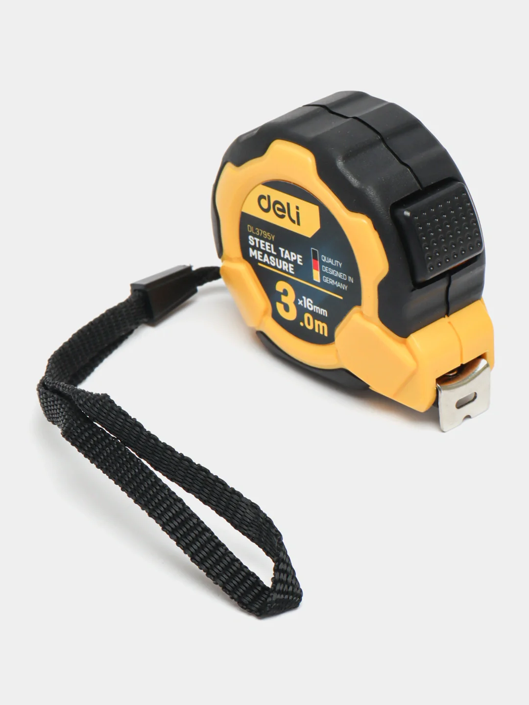 Deli EDL3795Y 3m x 16mm Steel Measuring Tape – Heavy Duty Professional One-Button Tape with Metric and Inch Markings for Workshop, Construction, and Industrial Applications - Image 2