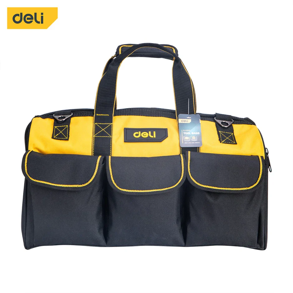 Deli EDL430118 18.5 inch Tool Bag – Heavy Duty Professional Portable Utility Storage Bag for Workshop, Construction, Automotive, and Industrial Applications