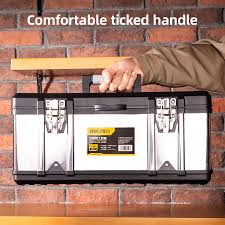 Deli EDL432020 20" 470x220x220mm Stainless Steel Tool Box – Heavy Duty Professional Storage Solution for Workshop, Construction, Automotive, and Industrial Applications - Image 3