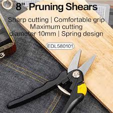 Deli EDL580101 8" 200mm Light Pruning Shears – Heavy Duty Professional Garden Shears with 55# Carbon Steel Blade, PP Anti-Slip Handle, and Teflon Coating for Landscaping and Horticulture - Image 2