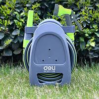 Deli EDL581110B 10m PP Material Mini Hose Reel Set – Portable Heavy Duty Water Hose for Gardening Car Washing Workshop Cleaning and DIY Use - Image 2