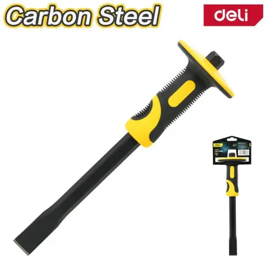 Deli EDL6310 19mm x 16mm x 250mm High Carbon Steel Chisel – Professional Woodworking and Metalworking Chisel with Protective Handle for Workshop, Carpentry, and Industrial Applications