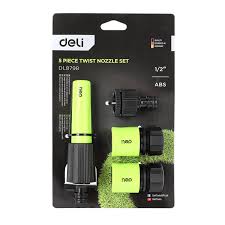 Deli EDL8798 5 Pcs 1/2" 3/4" 5" Twist Nozzle Set – Heavy Duty Hose Connector Kit for Gardening Watering Car Washing Workshop and DIY Use - Image 4