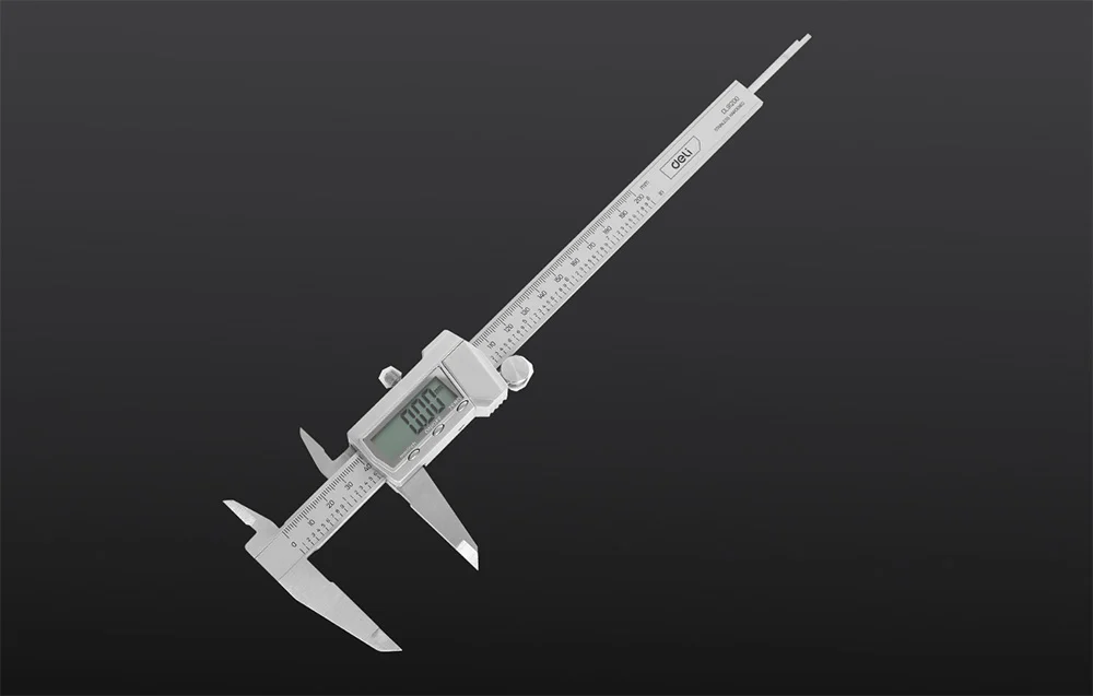 Deli EDL91200 0–200mm 0.01mm ±0.03mm Stainless Steel Digital Caliper – Professional Precision Measuring Tool for Engineering, Workshop, Industrial, and Quality Control Applications