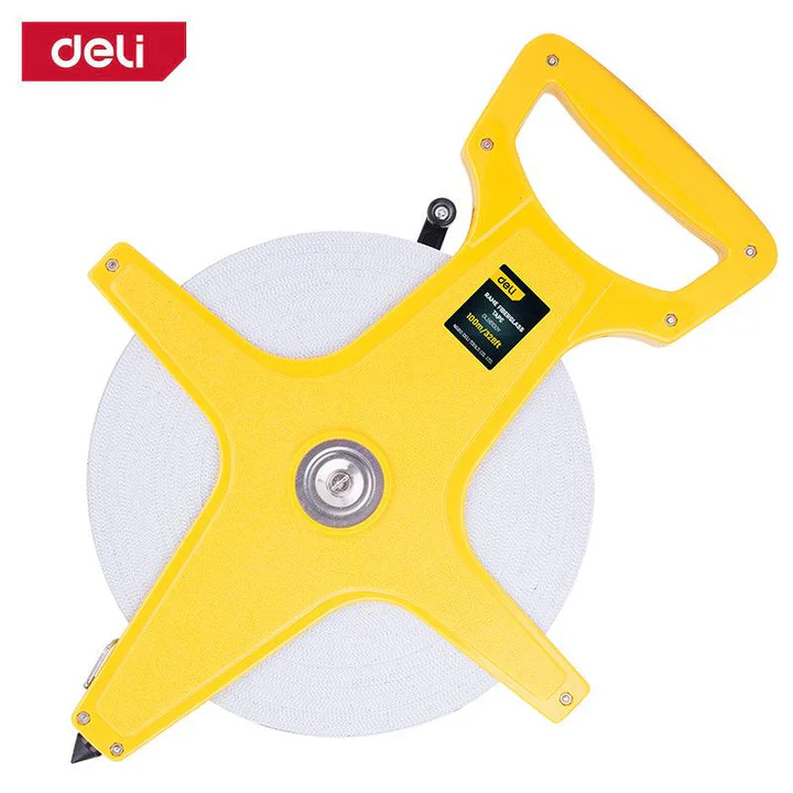 Deli EDL98100Y 100m Fibreglass Measuring Tape  – Heavy Duty Long Tape Measure with Durable ABS Case for Construction, Surveying & Outdoor Use - Image 2