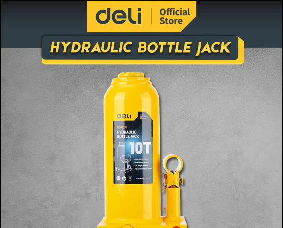 Deli EDQ71010 10T Hydraulic Bottle Jack – Heavy Duty Industrial Hydraulic Lifting Jack for Automotive, Construction and Workshop Use