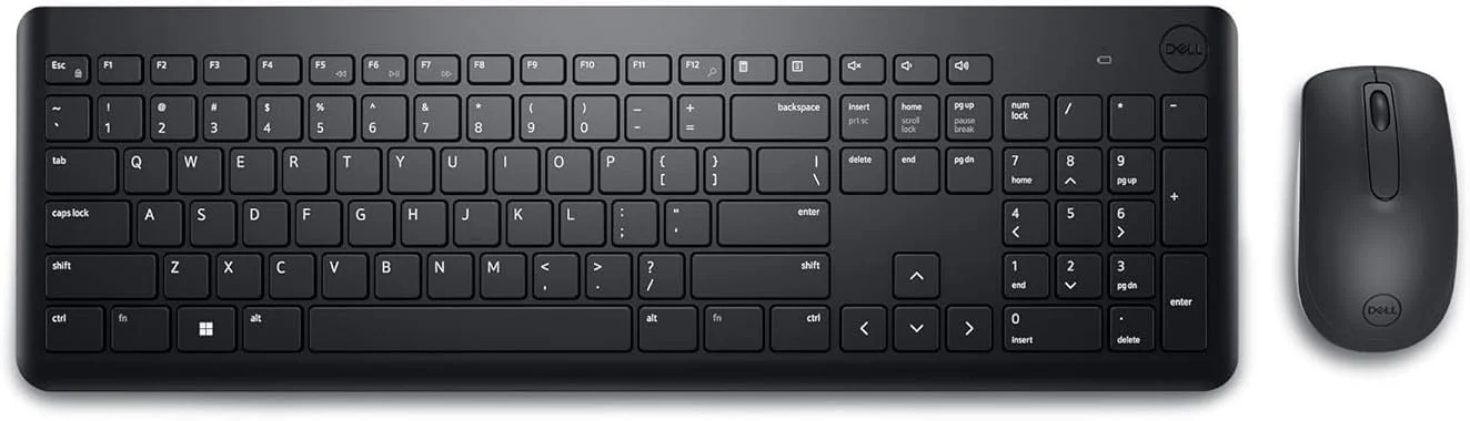 Dell Wireless Keyboard and Mouse (KM3322W) - 2.4GHz, Optical LED Sensor, Mechanical Scroll, Anti-Fade Plunger Keys, 6 Multimedia Keys, Tilt Leg