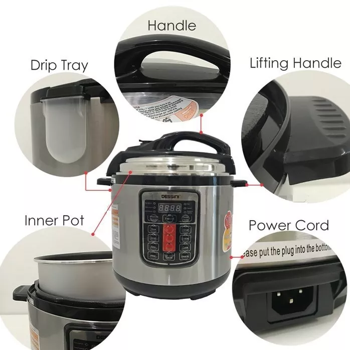 Dessini DS-379 6L Electric Pressure Cooker-Multi-Function Electric Pressure Cooker with 6-Litre Capacity, Fast Cooking, and Energy-Efficient Performance - Image 4