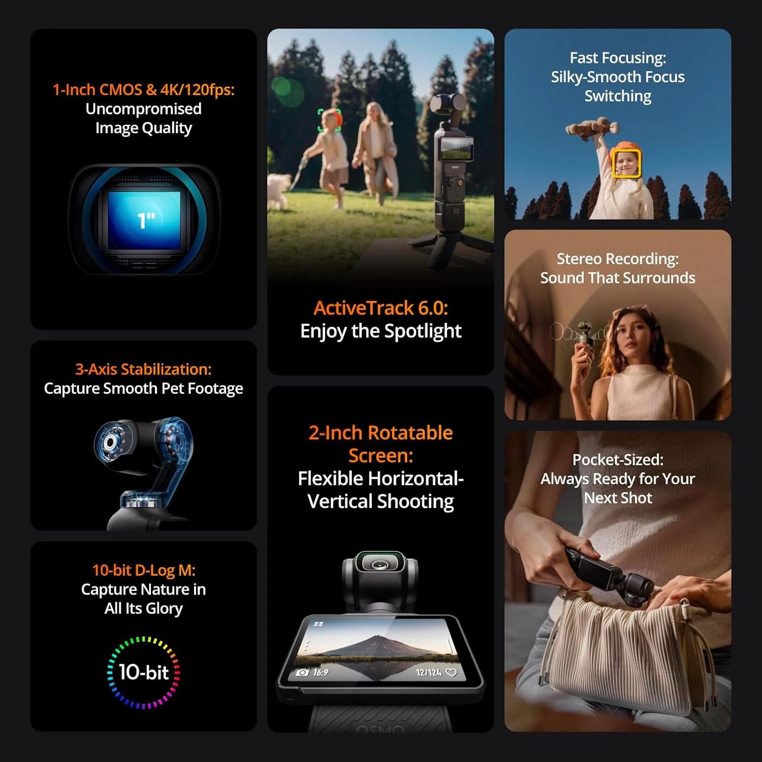 DJI Osmo Pocket 3 Vlogging Camera - 1" CMOS and 4K/120fps Video, 3-Axis Stabilization, Fast Focusing, Face/Object Tracking, Touchscreen, Digital Photos and Videos Camera - Image 4