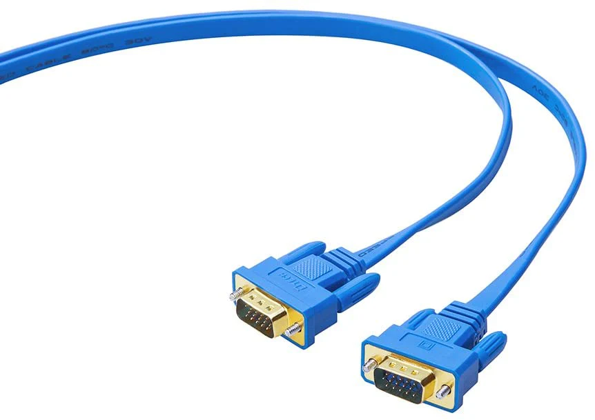DTECH 10m Flat VGA Cable (DT-69F10B) Long 32 Feet Gold Plated Male to Male 15 Pin Connector Ultra Slim Blue Wire for Computer Monitor SVGA Projector - Image 3
