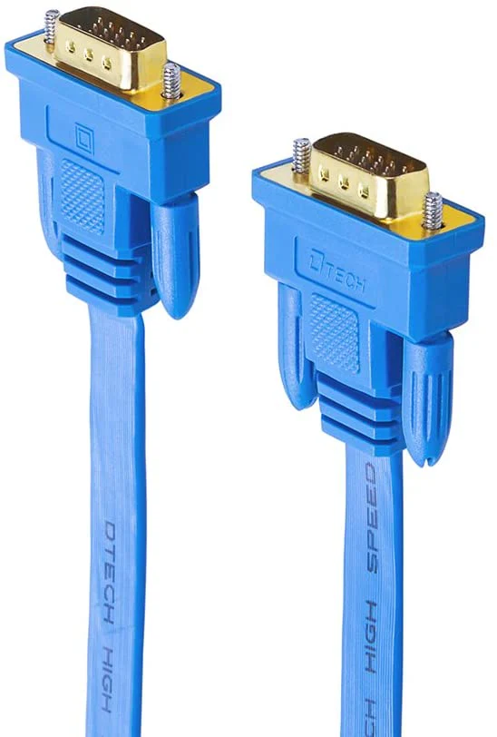DTECH 10m Flat VGA Cable (DT-69F10B) Long 32 Feet Gold Plated Male to Male 15 Pin Connector Ultra Slim Blue Wire for Computer Monitor SVGA Projector - Image 5