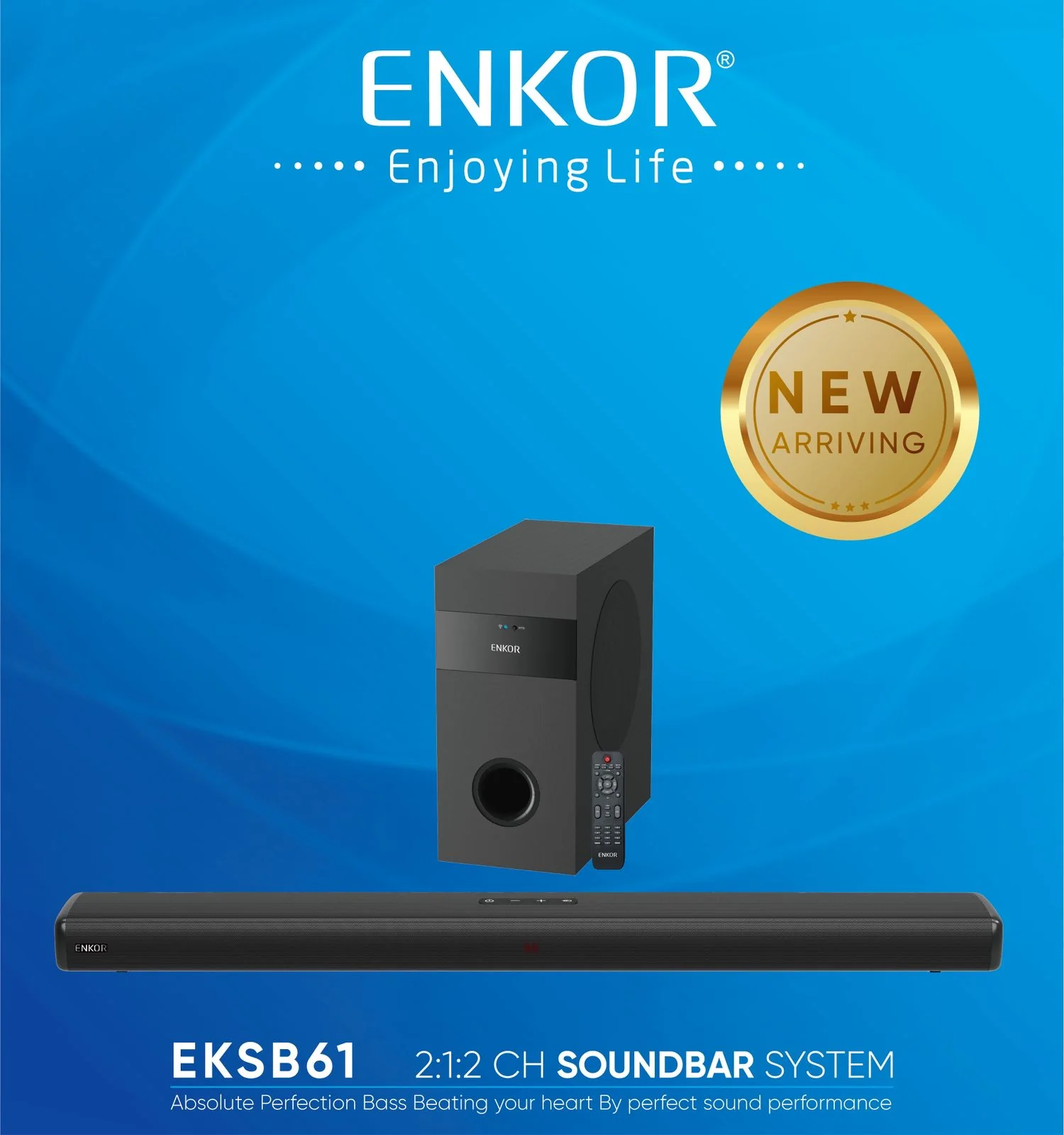 Enkor EKSB61 Soundbar System – Enhances your home entertainment with powerful, clear sound for movies, music, and TV viewing
