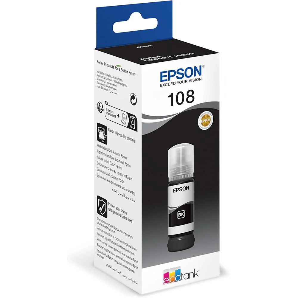 Epson C13T09C24A 108 EcoTank Cyan Black ink bottle,70ml Ink Cartridge