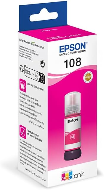 Epson 108 EcoTank Magenta ink bottle 70 ml - C13T09C34A - Image 3