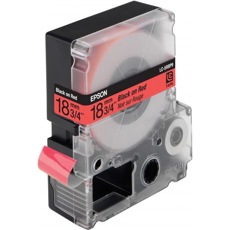 Epson Label Cartridge Pastel  LC-5RBP9 Black on Red tape 18MM (9M) (C53S626400)