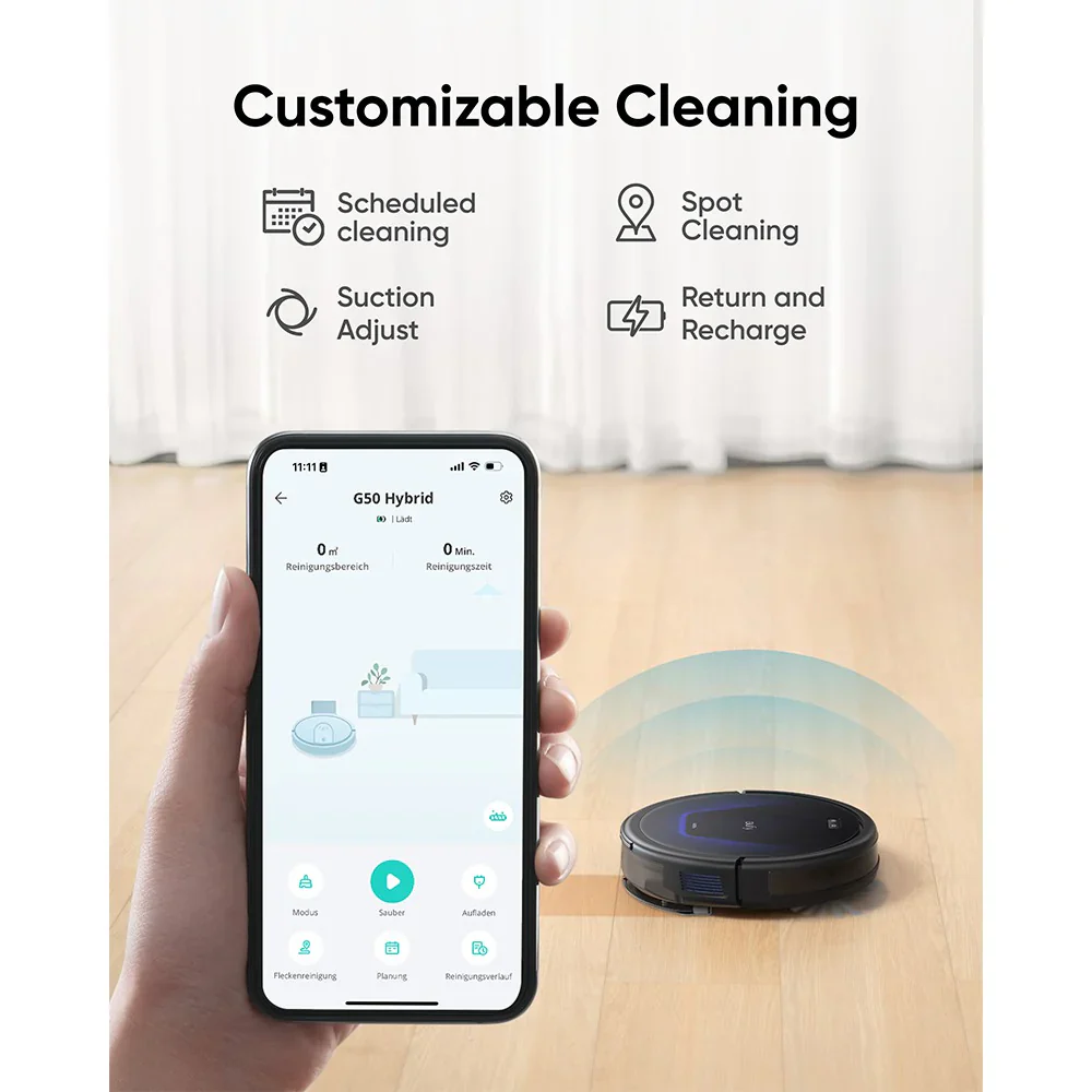 Eufy T2212V11 G50 Hybrid 2-in-1 Robot Vacuum Cleaner – Smart Robotic Cleaner with Vacuum and Mop Functions for Home, Office, and Automated Cleaning Applications - Image 2