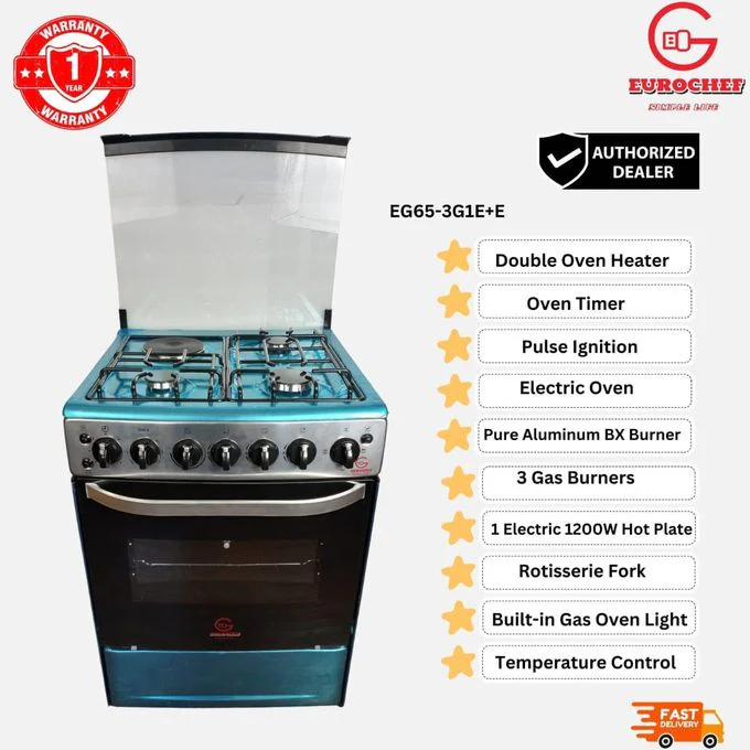 Eurochef EG65-3G1E+E 65L Free-Standing Glass Top Cooker – Electric Oven with Rotisserie, Multi-Function Cooking, and Stylish Kitchen Appliance - Image 2
