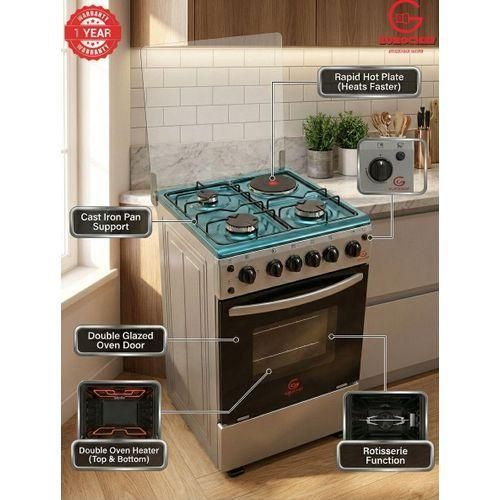 Eurochef EGT55-3G1E-E 3-Burner Stand Cooker – Gas Stove with Oven and Grill for Efficient Home Cooking - Image 2
