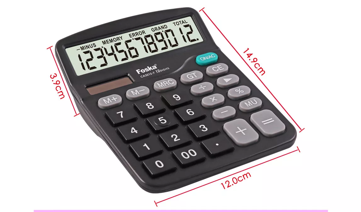 Foska CA3312-3 Calculator - 12 Digit, Adjustable Display, 196*143*33mm - Image 6