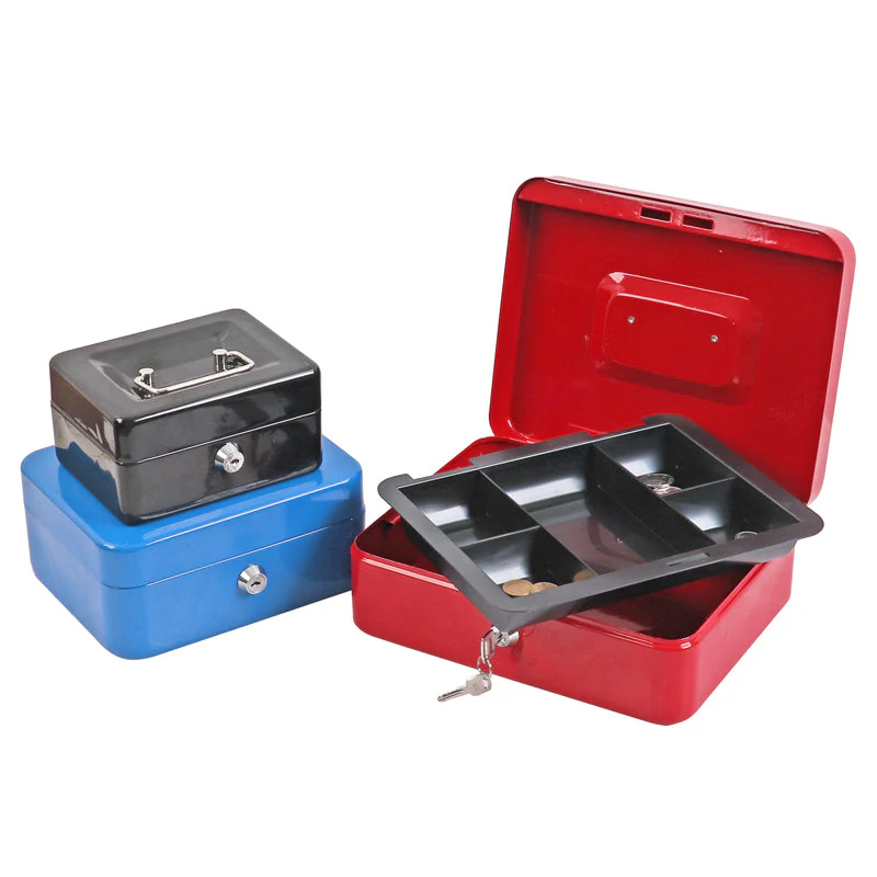 Foska J7104 12"Inch Metallic Cash Box - Divided into small compartments, with keys