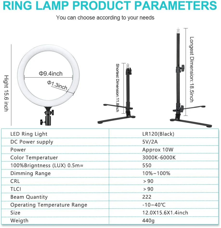 Godox LR120 Bi-Color LED Ring-Light (Black, 12″) (LR120B) - Image 3