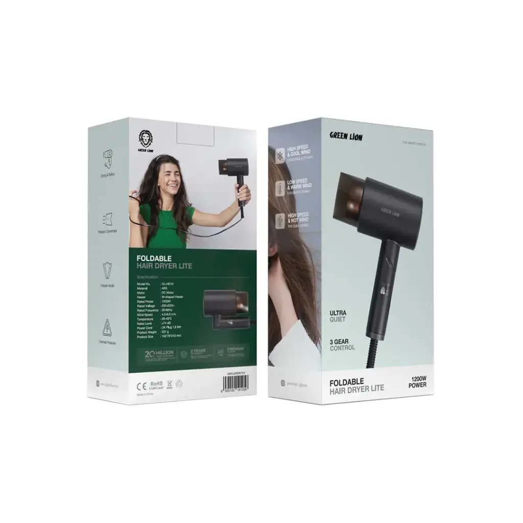 Green Lion Foldable Hair Dryer 1200W - Image 3